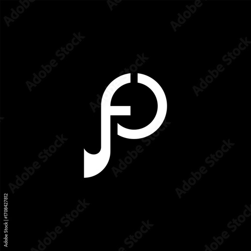 Letter F P music trumpet instrument logo design icon minimalist