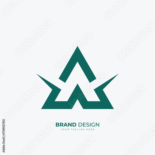 Letter Wa or Aw initial minimal triangle modern stylish logo