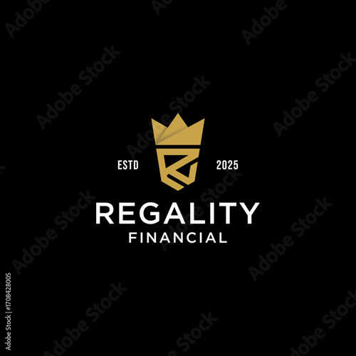 Letter R crown royal gold luxury logo design modern illustration