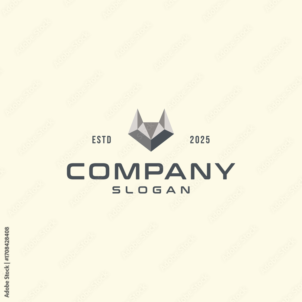 Fototapeta premium Geometric jackal face low poly vector illustration logo icon