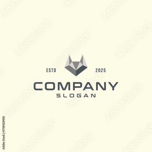 Geometric jackal face low poly vector illustration logo icon