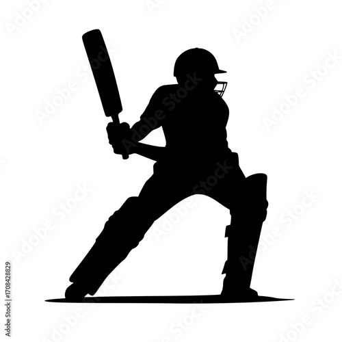Dynamic cricket batsman poised to strike capturing intense sports action and athletic power
