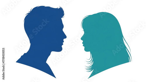 Vector Illustration of Group of Young People Profile Silhouettes Faces Boys and Girls AI EPS PNG