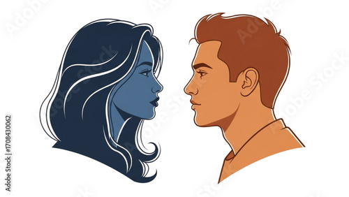 Vector Illustration of Group of Young People Profile Silhouettes Faces Boys and Girls AI EPS PNG