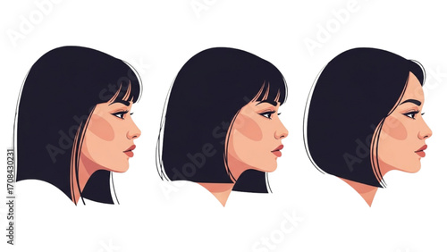 Vector Illustration of Group of Young People Profile Silhouettes Faces Boys and Girls AI EPS PNG