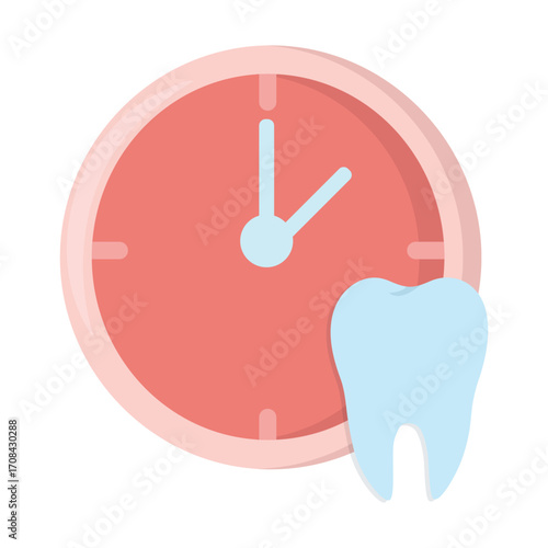 Tooth and Clock Icon – Symbol of Dental Appointment Reminder and Time-Based Oral Health Care