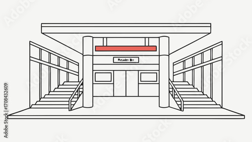 Minimalist elevated train station entrance transit