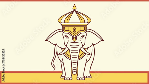 Royal elephant with ornate golden headdress vector