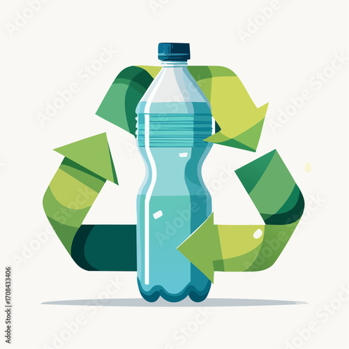 Plastic bottle with recycling symbol clean style environmental awareness sustainable future