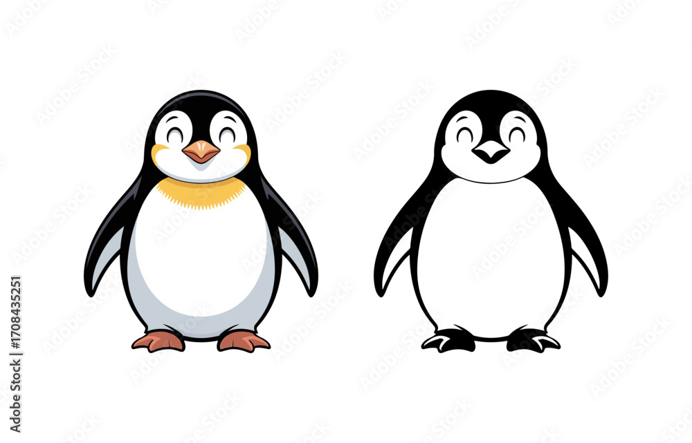 Naklejka premium Set of Cartoon Penguins