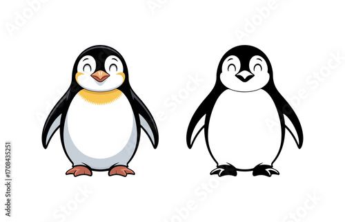 Set of Cartoon Penguins