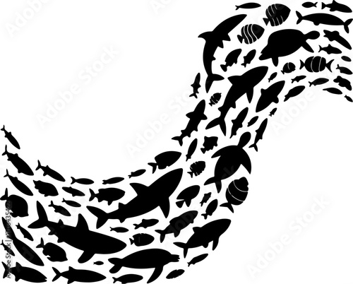 Black and White Ocean Animals