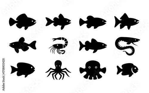 Fish and Seafood Icons Set