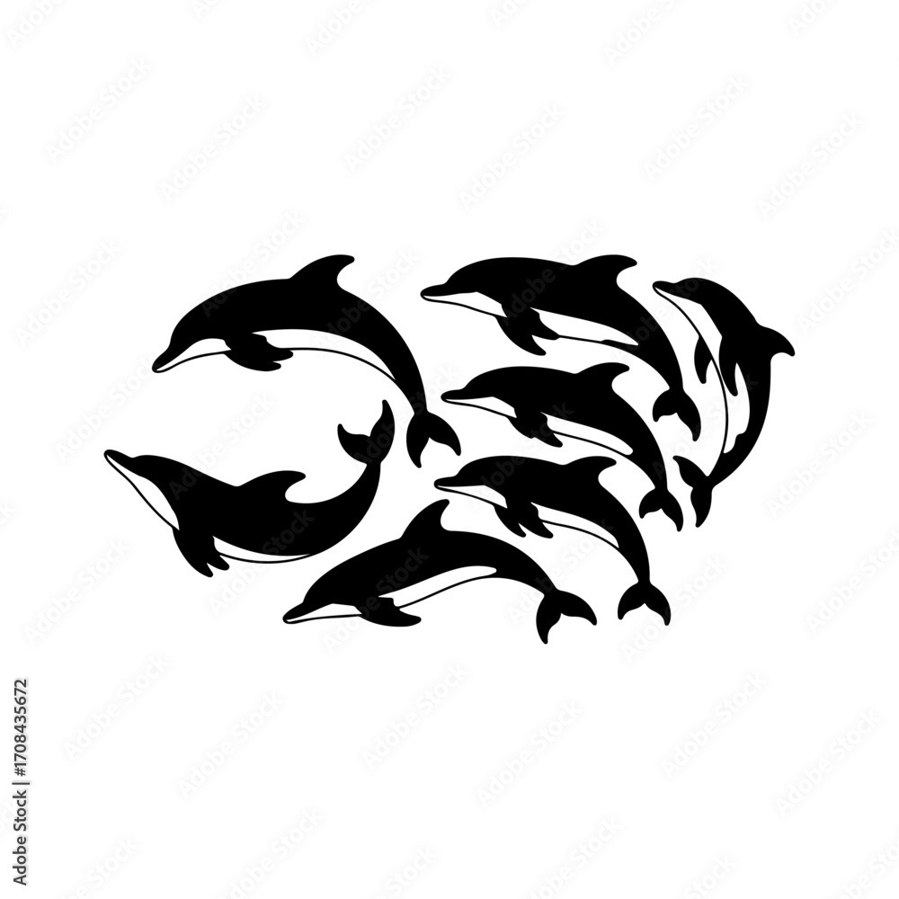 Naklejka premium Dolphin Group Vector Art