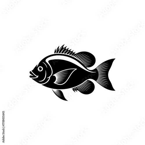 Stylized Fish Icon with Details