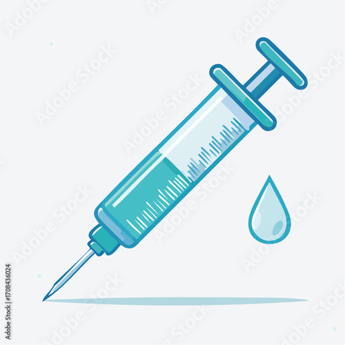 Stylized Syringe and Droplet Medical Illustration