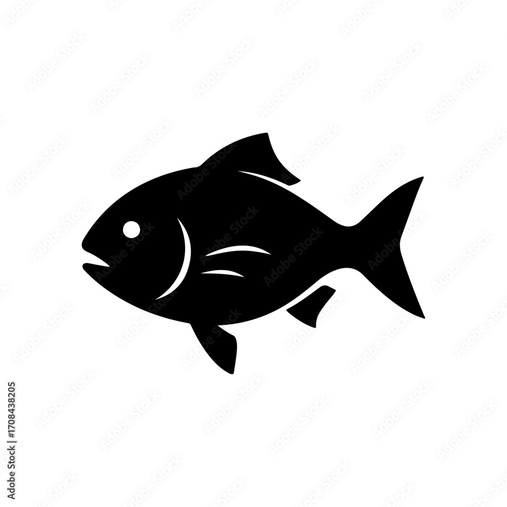 Fototapeta premium Fish Icon Black and White 