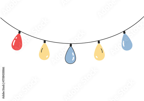 Colorful string lights glowing brightly to decorate any space.
