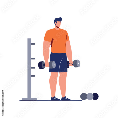 Weightlifting workout action gym location illustration content type indoor environment side viewpoint fitness concept. Vector illustration