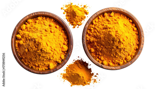Turmeric powder in wooden bowls (1)