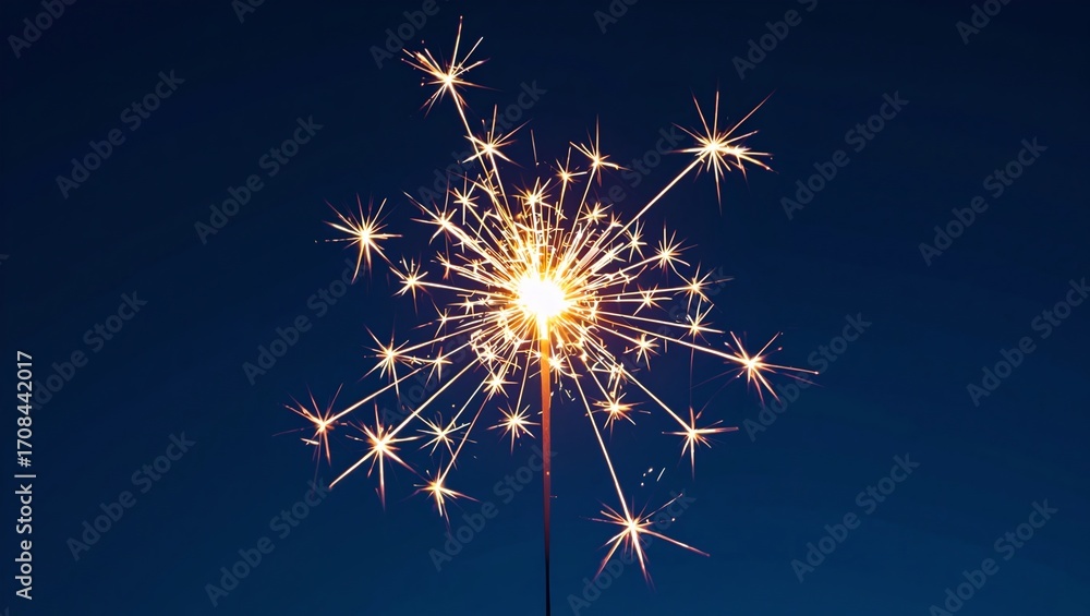 Fototapeta premium radiant spark trails across deep blue night sky, symbolizing hope and fresh start