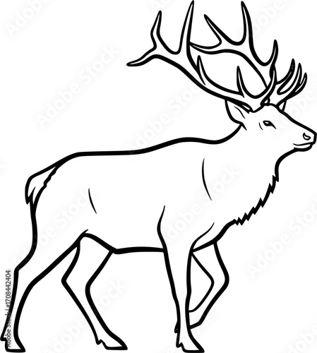 elk silhouette line art vector illustration