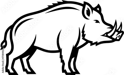 boar silhouette line art vector illustration