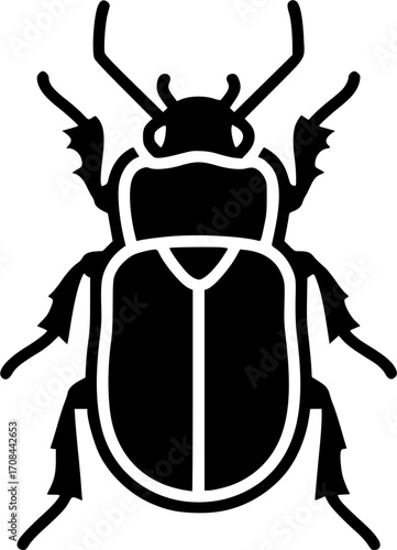 beetle silhouette line art vector illustration with a white background