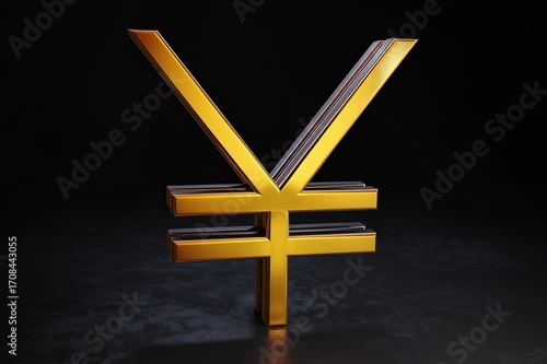 Golden 3d yen sign.