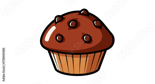 A delicious chocolate chip muffin vector illustration.