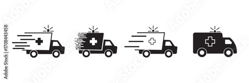 Ambulance icons set. Medical Transport Symbol for Clinic and Emergency Apps. ambulance car symbol. 