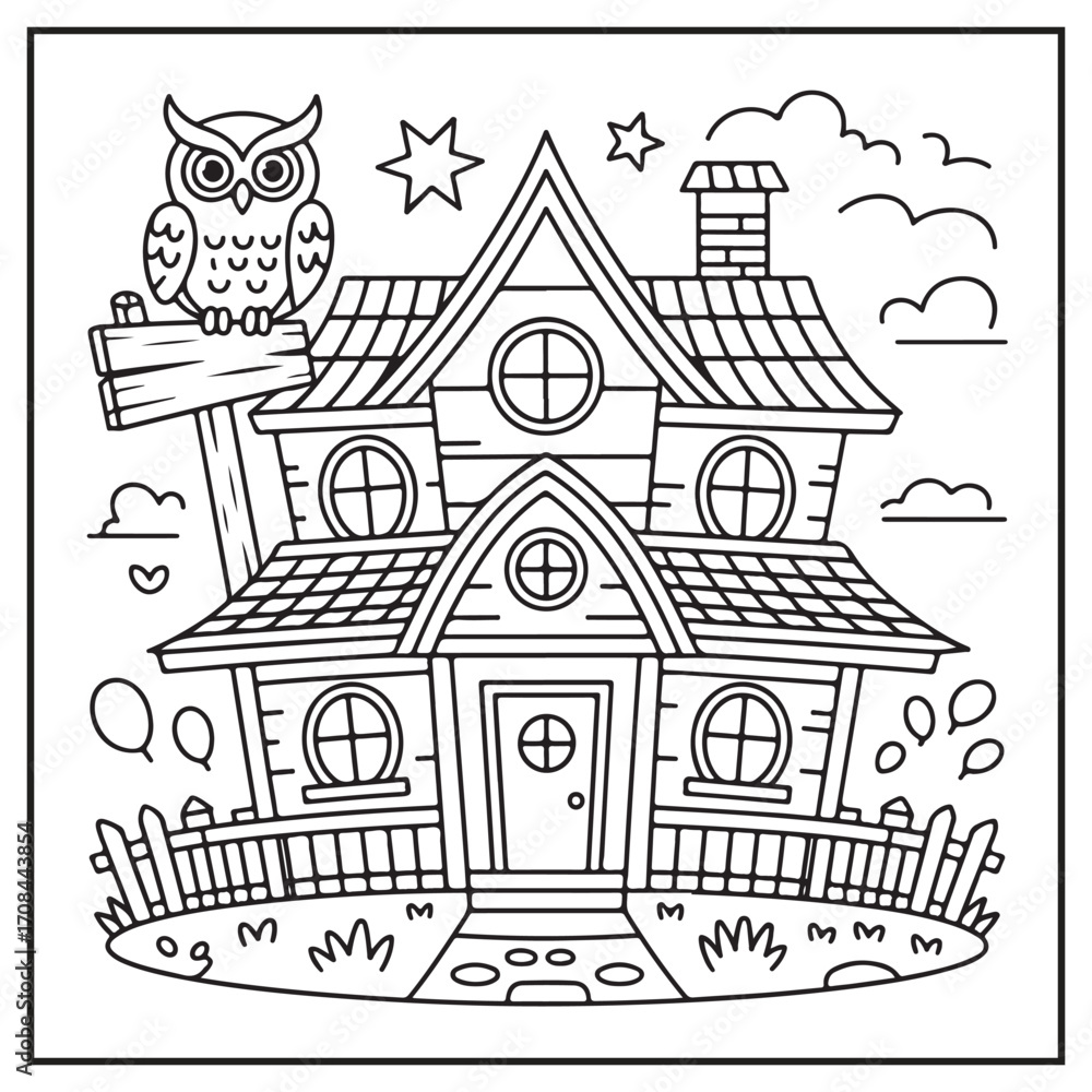 Fototapeta premium House Spooky Coloring Pages