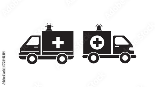 ambulance vehicle icon silhouette vector illustration. rescue, ambulance, illustration, car, road, symbol, vector, arrest, assistance, concepts, criminal, cut out, form, graphic, individuality. 