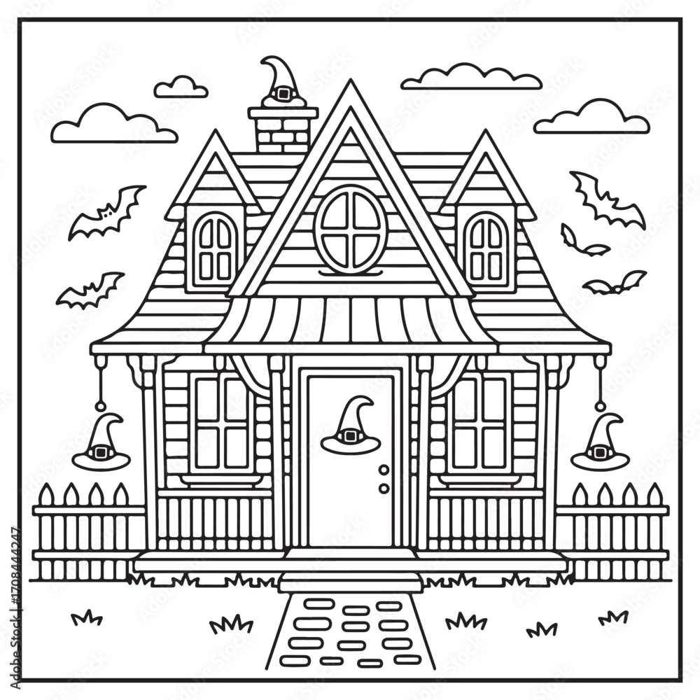 Fototapeta premium House Spooky Coloring Pages