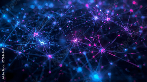 Neural network diagram abstract nodes and connections visualization for AI and deep learning concepts