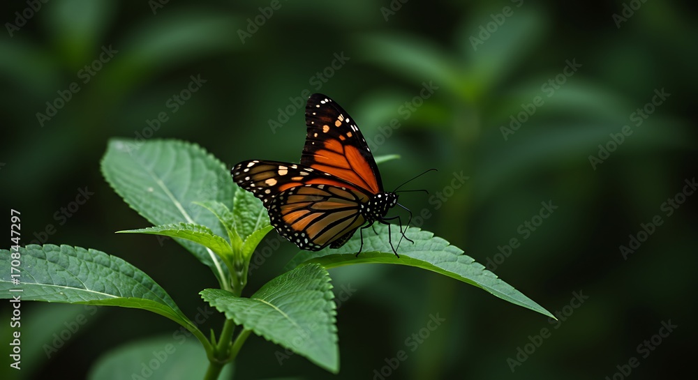 Fototapeta premium Monarch butterfly on leaf