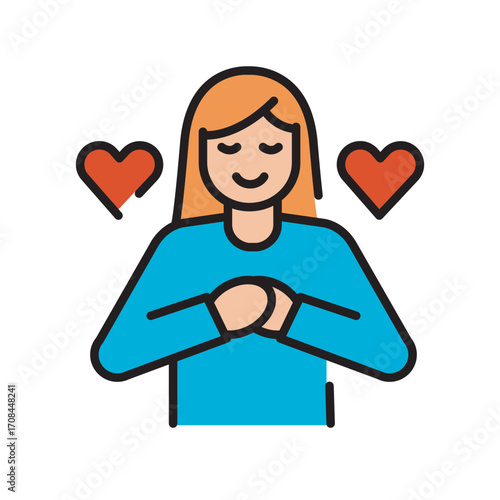 gratitude practice color flat icon.