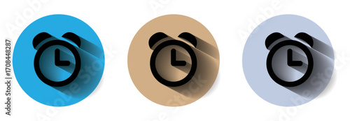 Set of clock icons. Flat long shadow clock icon isolated on white background. Time clock icons collection. vector illustration.