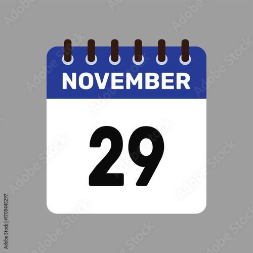 calendar with november 29 icon vector reminder for important deadlines and special events this autumn season