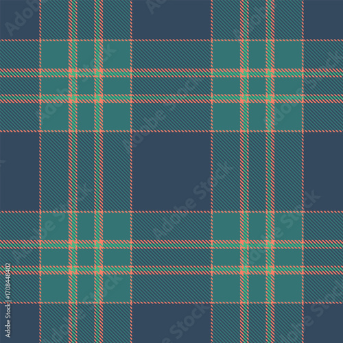 Setting fabric texture check, guy background pattern textile. Holiday vector tartan seamless plaid in teal and blue colors.