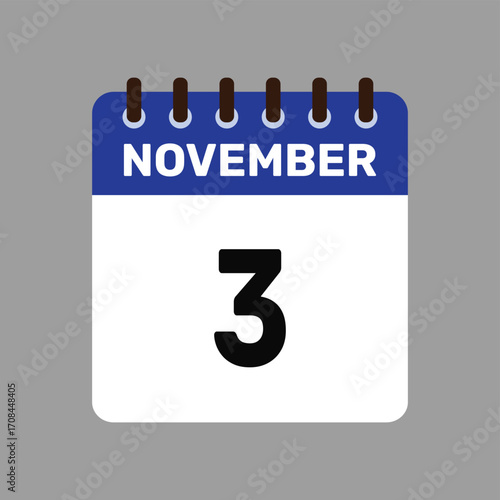 calendar with november 3 icon vector reminder for important deadlines and special events this autumn season