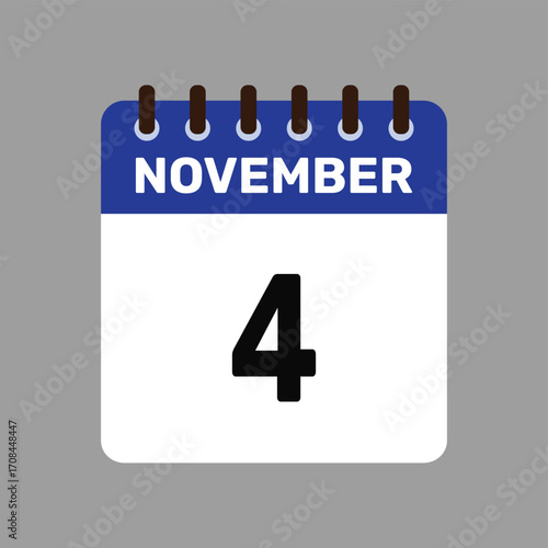 calendar with november 4 icon vector reminder for important deadlines and special events this autumn season