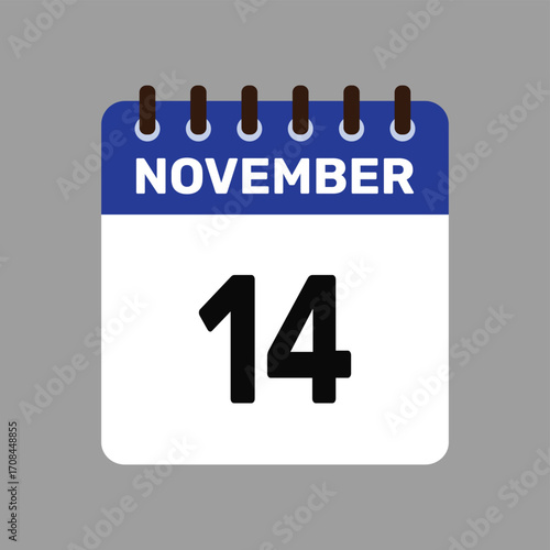 calendar with november 14 icon vector reminder for important deadlines and special events this autumn season