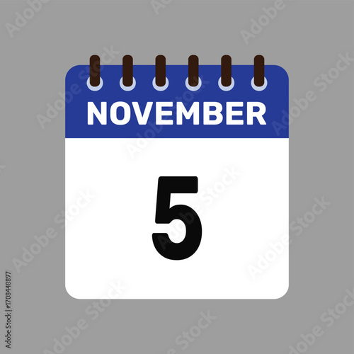 calendar with november 5 icon vector reminder for important deadlines and special events this autumn season