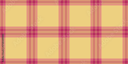 Micro tartan texture textile, mid fabric seamless vector. Sketch background check plaid pattern in red and amber colors.