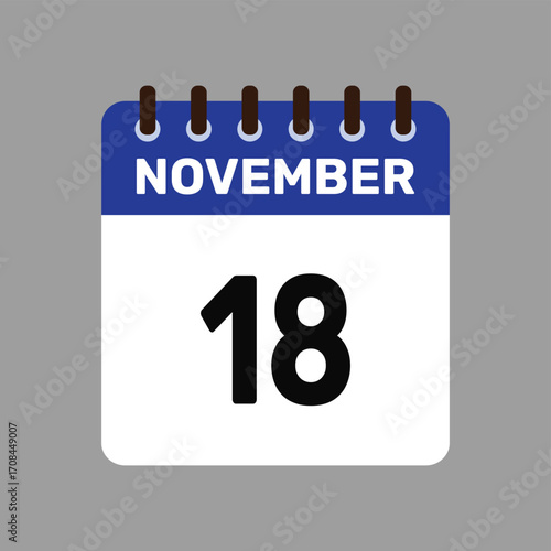 calendar with november 18 icon vector reminder for important deadlines and special events this autumn season