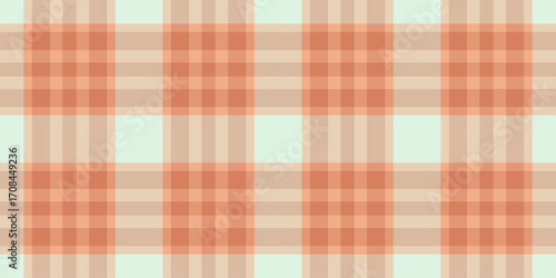Native tartan check background, pure textile seamless texture. Teen pattern vector plaid fabric in light and orange colors.