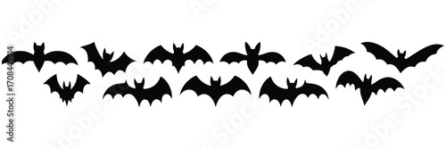 Silhouettes of flying bats for Halloween decoration