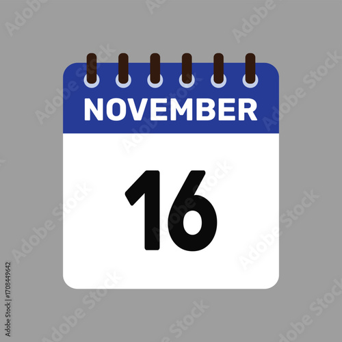 calendar with november 16 icon vector reminder for important deadlines and special events this autumn season