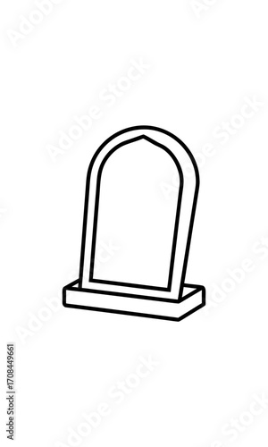 Simple gravestone drawing with black lines on transparent background